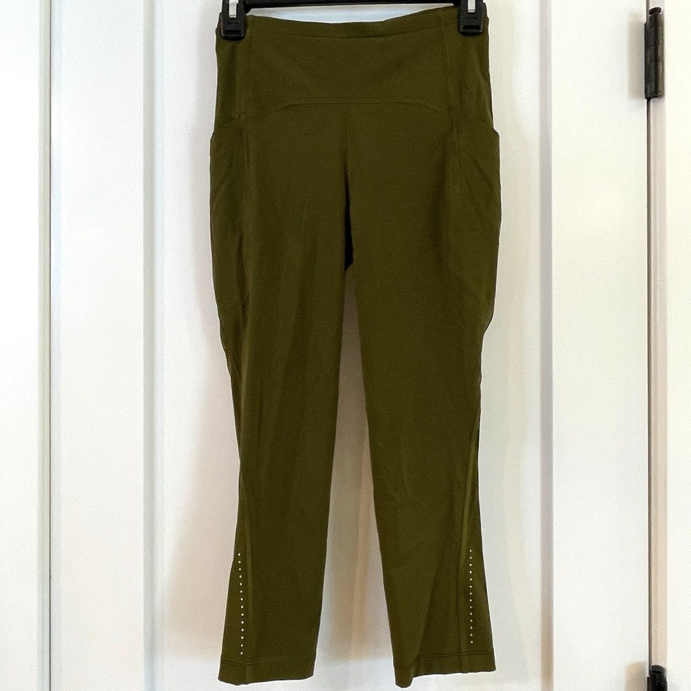LULULEMON Swift Speed High Rise Crop Leggings Bronze‎ Green 4 Yoga Run Athletic